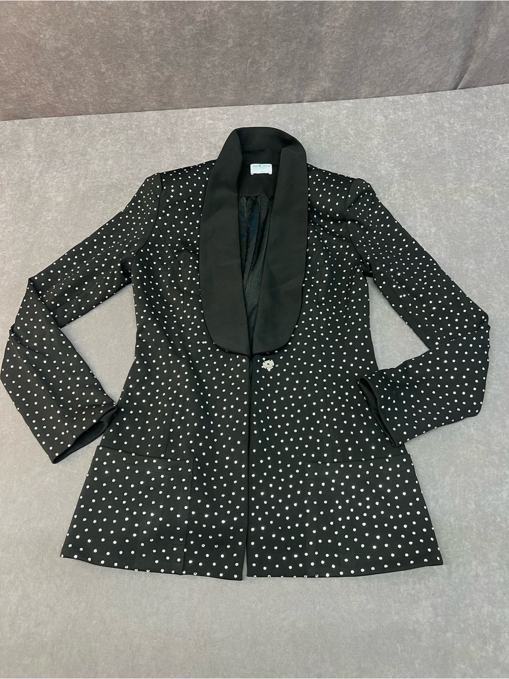Black Polka Dot Shawl Collar Blazer Jacket